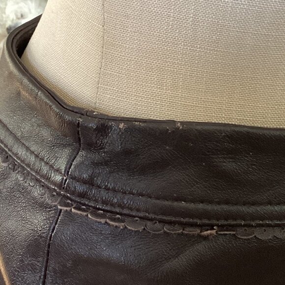 Dark Brown Leather Skirt Sz 6 Jaclyn Smith #173F - Picture 10 of 12